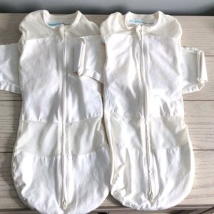 2 White Snoo Swaddles